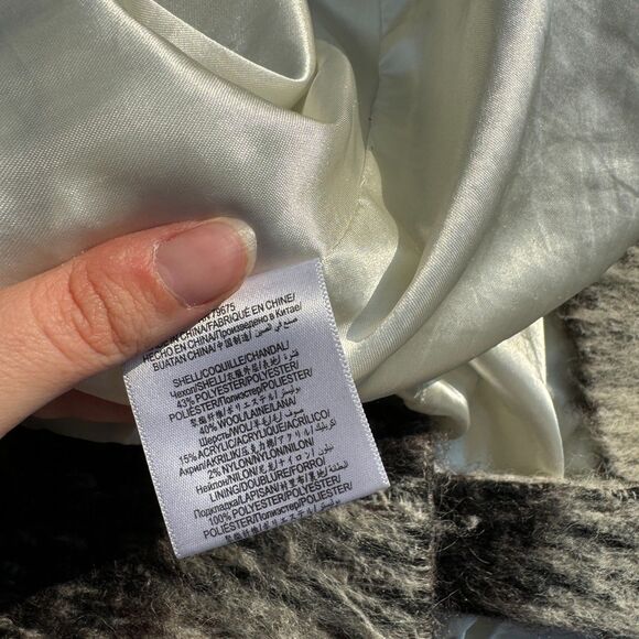 BCBGeneration Plaid Wool Wrap Coat Sz XS Shawl Collar Fuzzy Mid-Length - Picture 6 of 7